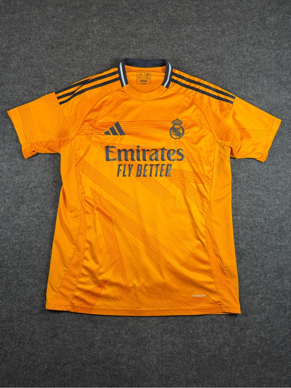 Adidas Real Madrid 2024 2025 Away Soccer Jersey Orange Size Adult XL Slim